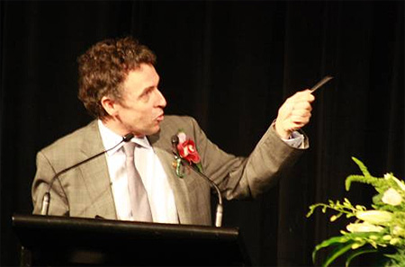 The main speaker, Professor Colin Butler, gave a speech on Climate Change & Health with anecdotes of global warming causing food shortage and spread of mosquitoes in PNG highlands.